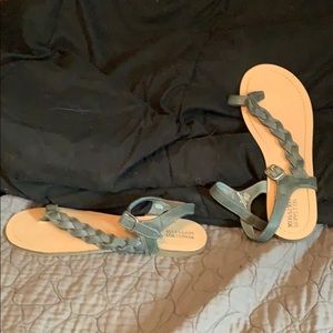 Grey blue braided sandals